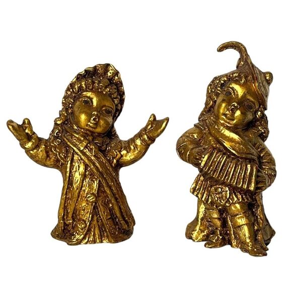 Vintage ARP Paper Mache Light‎ Figurine Musicians Gold Gilt 6” Japan Set of 6 - Picture 4 of 12